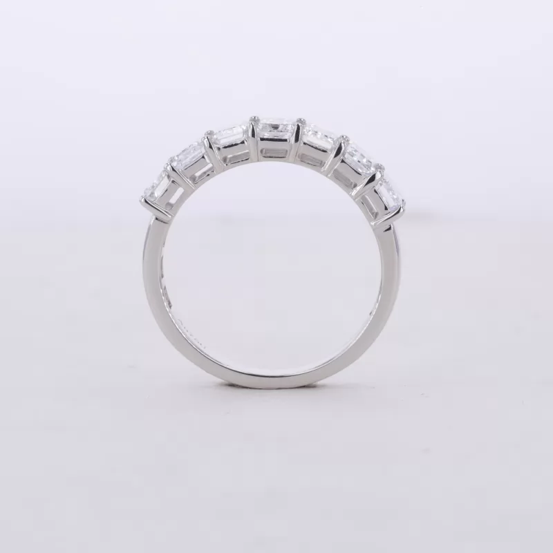 3×4mm Octagon Emerald Cut Moissanite 18K White Gold Seven Stone Diamond Ring