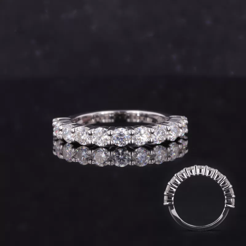 3mm Round Brilliant Cut Moissanite S925 Sterling Silver Eleven Stone Diamond Ring