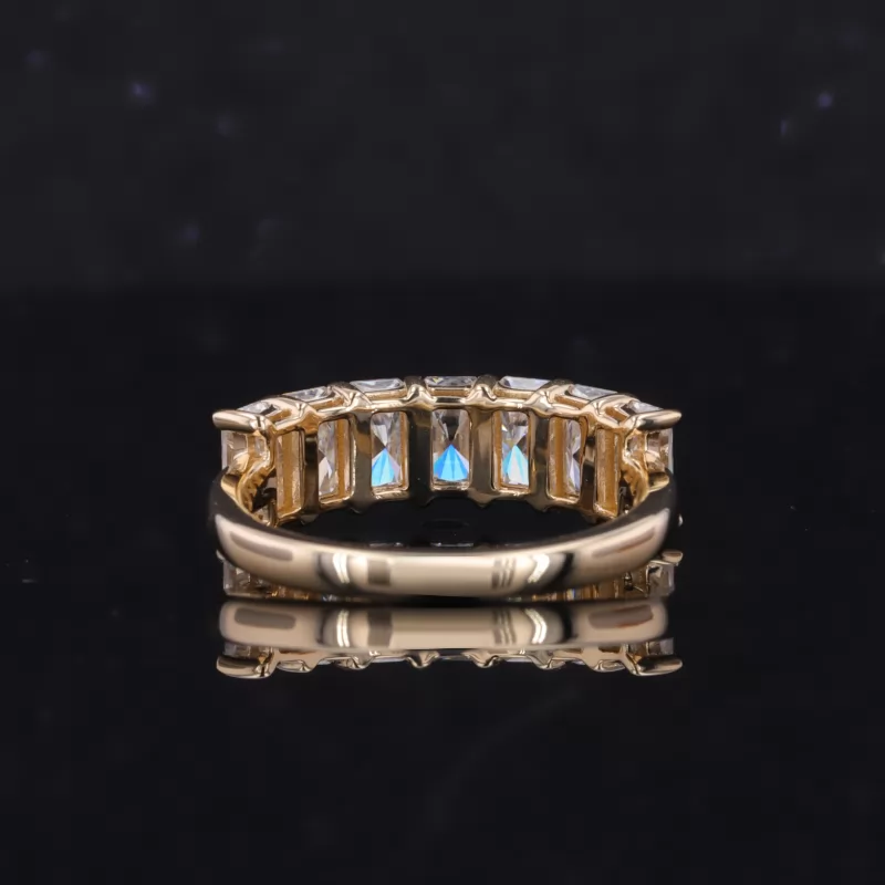 3×5mm Radiant Cut Moissanite 10K Yellow Gold Seven Stone Diamond Ring