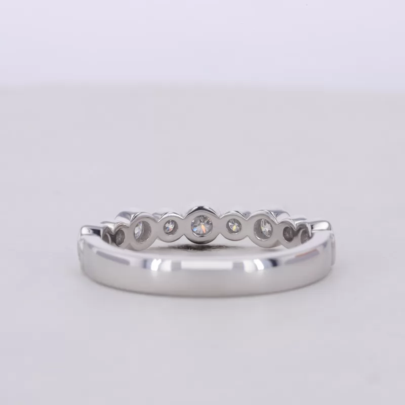 2mm & 2.7mm Round Brilliant Cut Moissanite Bezel Set PT950 Eleven Stone Diamond Ring