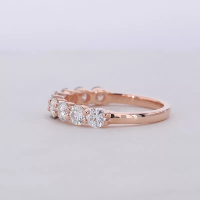 3.5mm Round Brilliant Cut Moissanite 14K Rose Gold Nine Stone Diamond Ring