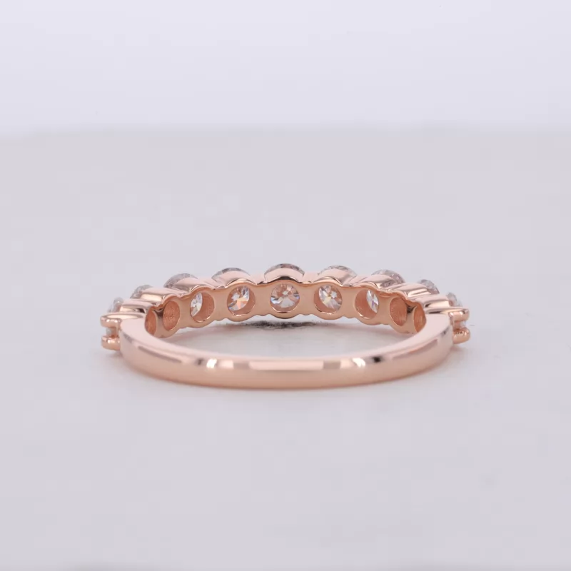 3.5mm Round Brilliant Cut Moissanite 14K Rose Gold Nine Stone Diamond Ring