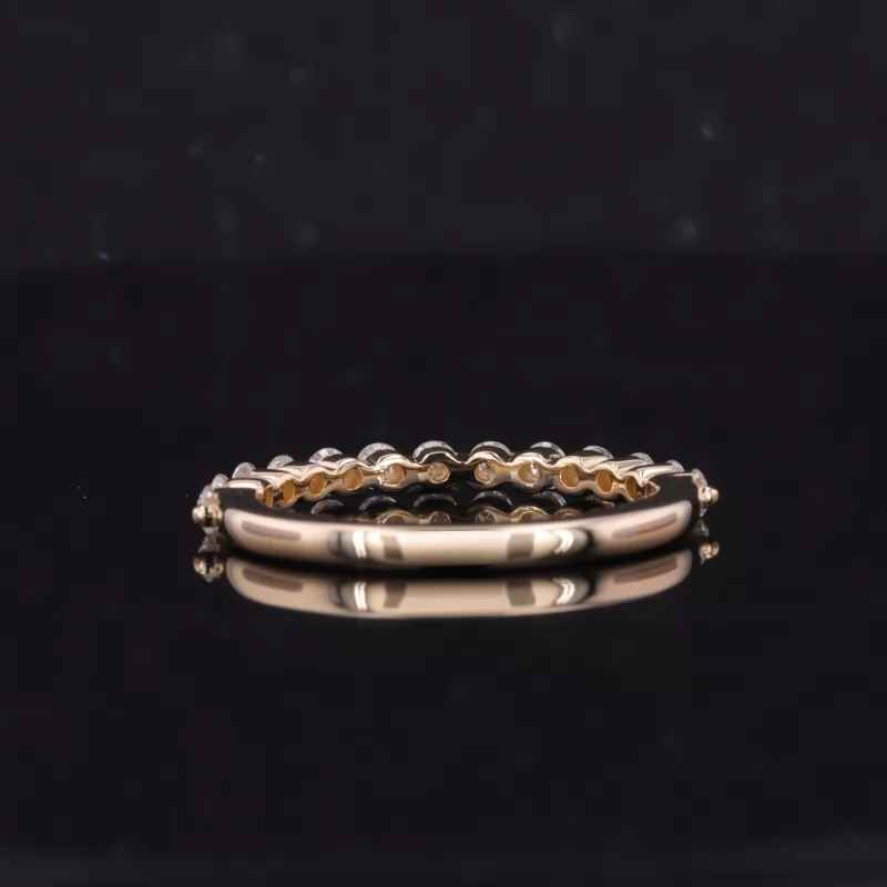 2mm Round Brilliant Cut Moissanite 14K Yellow Gold Thirteen Stone Diamond Ring