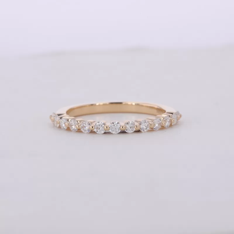 2mm Round Brilliant Cut Moissanite 14K Yellow Gold Thirteen Stone Diamond Ring