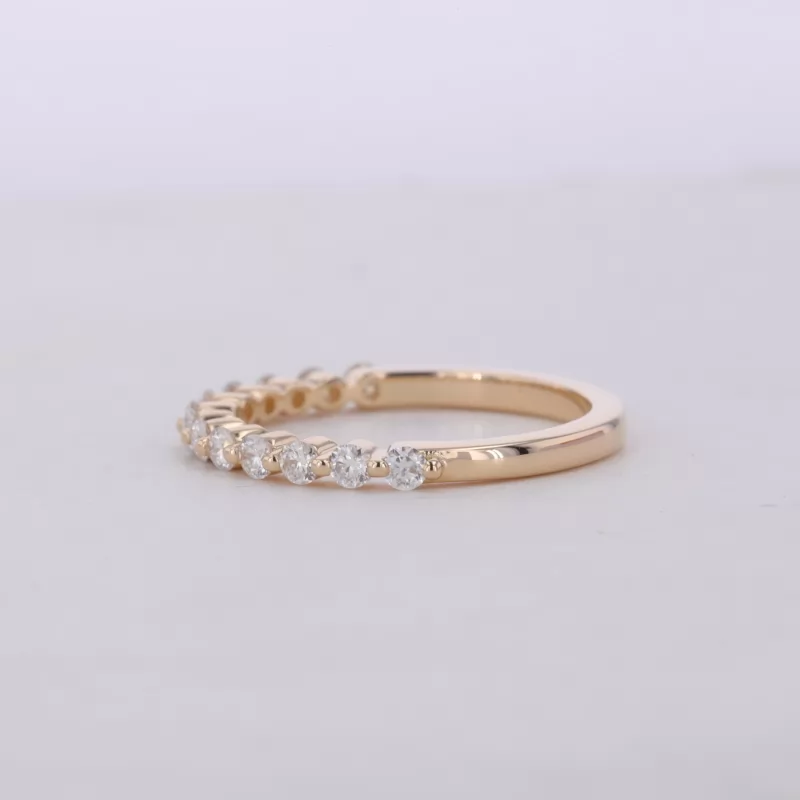 2mm Round Brilliant Cut Moissanite 14K Yellow Gold Thirteen Stone Diamond Ring