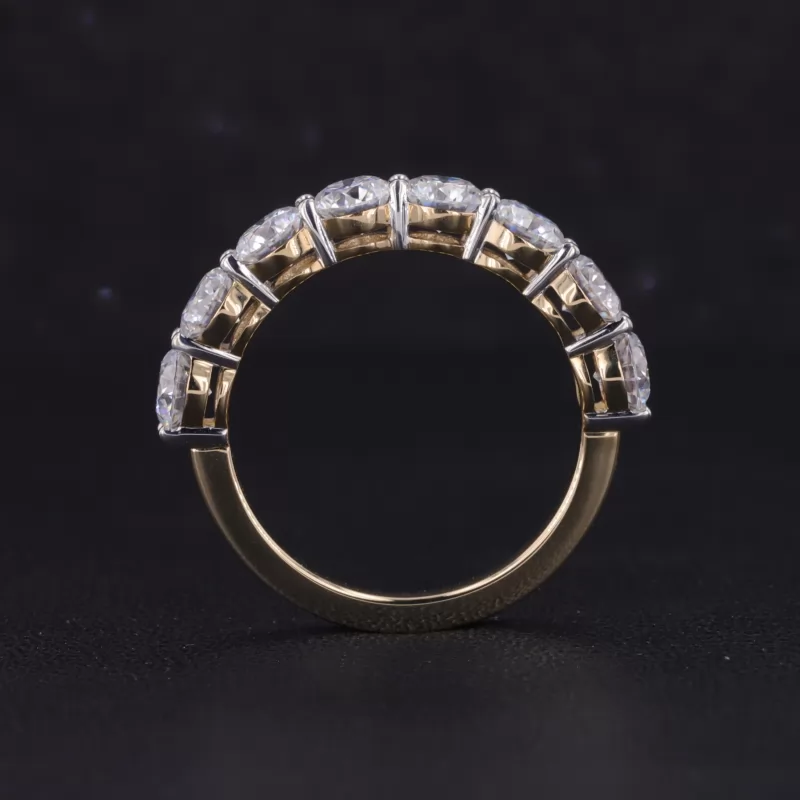 4mm Round Brilliant Cut Moissanite 14K Yellow Gold Eight Stone Diamond Ring