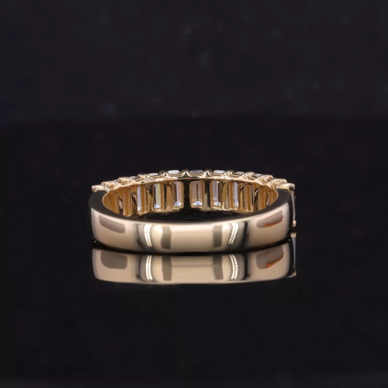 2×4mm Octagon Emerald Cut Moissanite 9K Yellow Gold Eleven Stone Diamond Ring