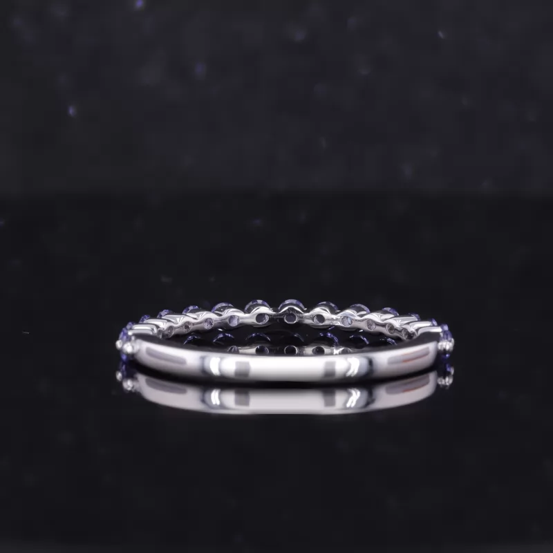 2mm Round Brilliant Cut Lab Grown Sapphire S925 Sterling Silver Sixteen Stone Diamond Ring