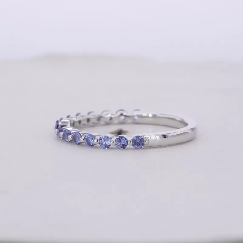 2mm Round Brilliant Cut Lab Grown Sapphire S925 Sterling Silver Sixteen Stone Diamond Ring