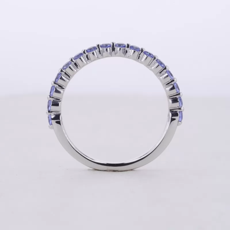 2mm Round Brilliant Cut Lab Grown Sapphire S925 Sterling Silver Sixteen Stone Diamond Ring