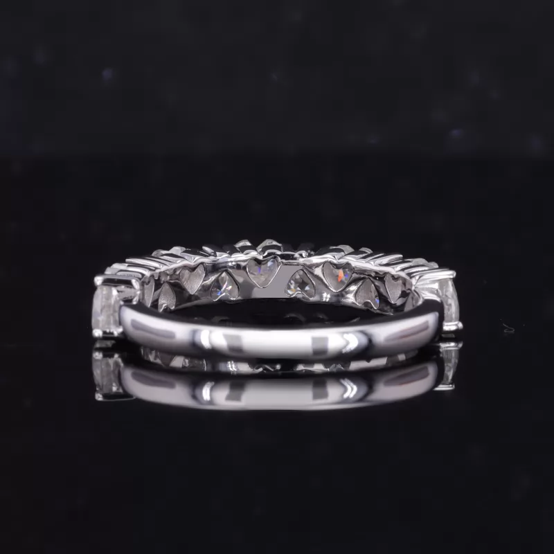 3.5×3.5mm Heart Cut Moissanite 9K White Gold Eleven Stone Diamond Ring