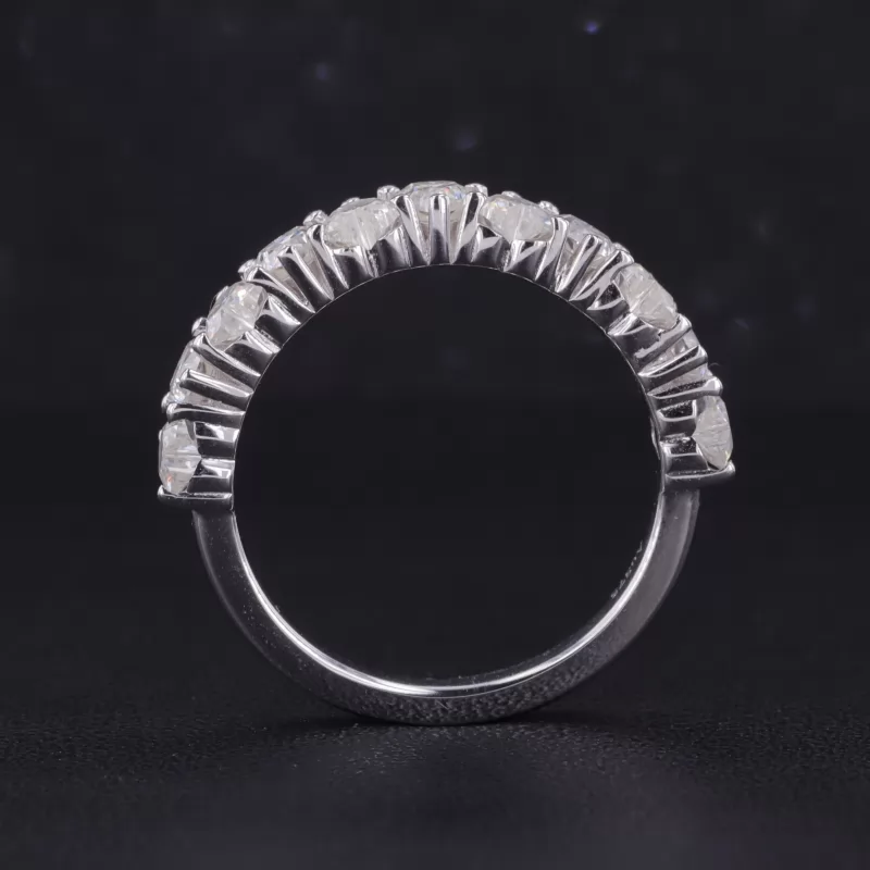 3.5×3.5mm Heart Cut Moissanite 9K White Gold Eleven Stone Diamond Ring