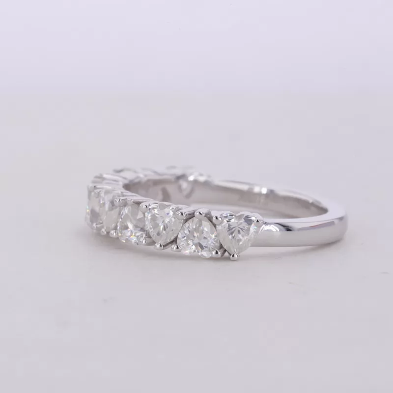 3.5×3.5mm Heart Cut Moissanite 9K White Gold Eleven Stone Diamond Ring