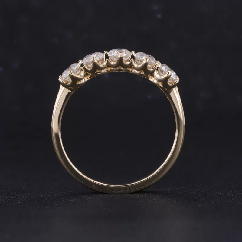 4mm Round Brilliant Cut Moissanite 10K Yellow Gold Five Stone Diamond Ring