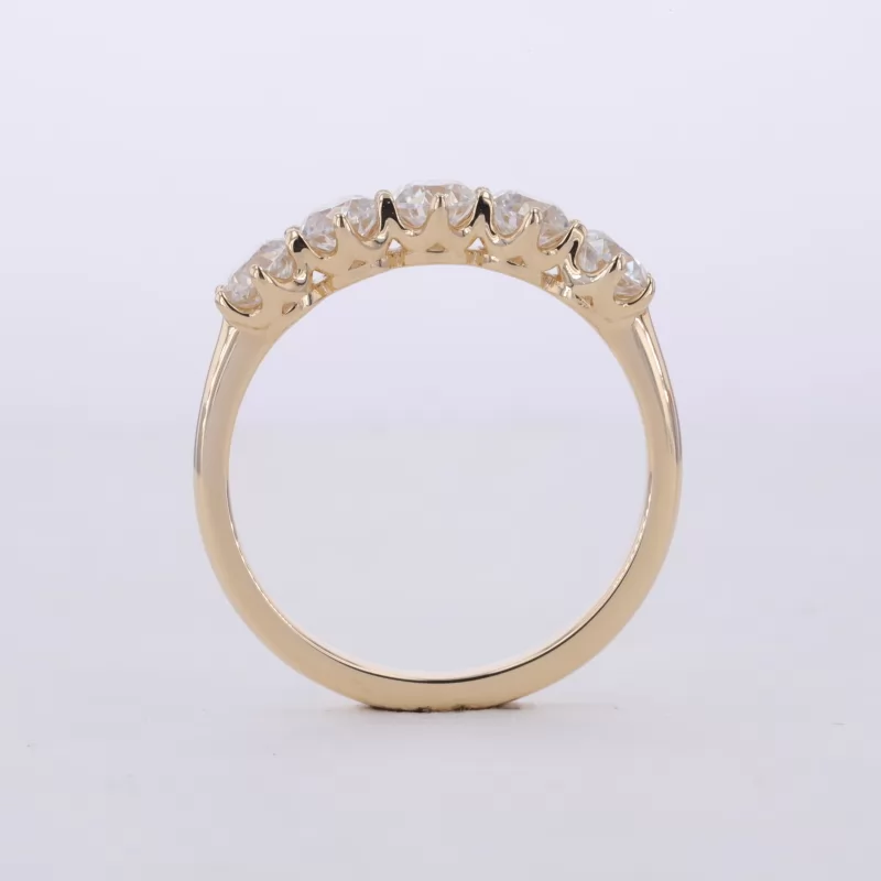 4mm Round Brilliant Cut Moissanite 10K Yellow Gold Five Stone Diamond Ring