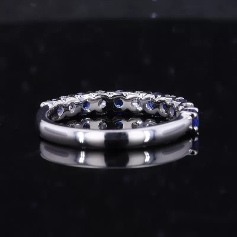 2.8mm Round Brilliant Cut Lab Grown Diamond & Lab Grown Sapphire 18K White Gold Eleven Stone Diamond Ring