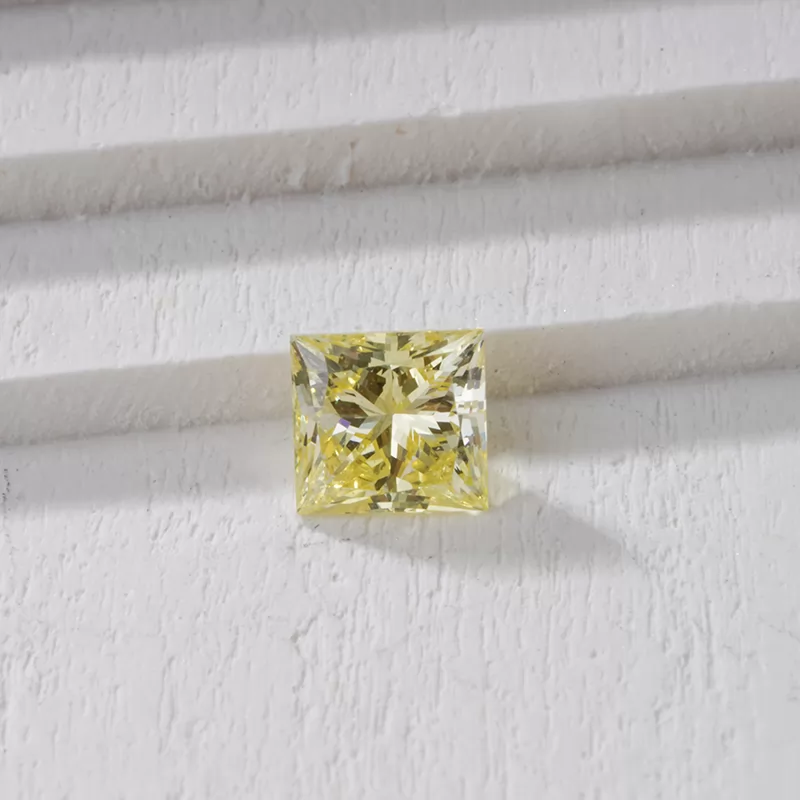 Yellow Color 0.64ct Princess Cut HPHT Lab Grown Diamond