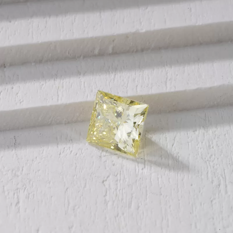 Yellow Color 0.64ct Princess Cut HPHT Lab Grown Diamond