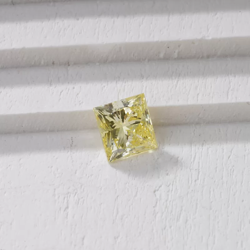 Yellow Color 0.64ct Princess Cut HPHT Lab Grown Diamond