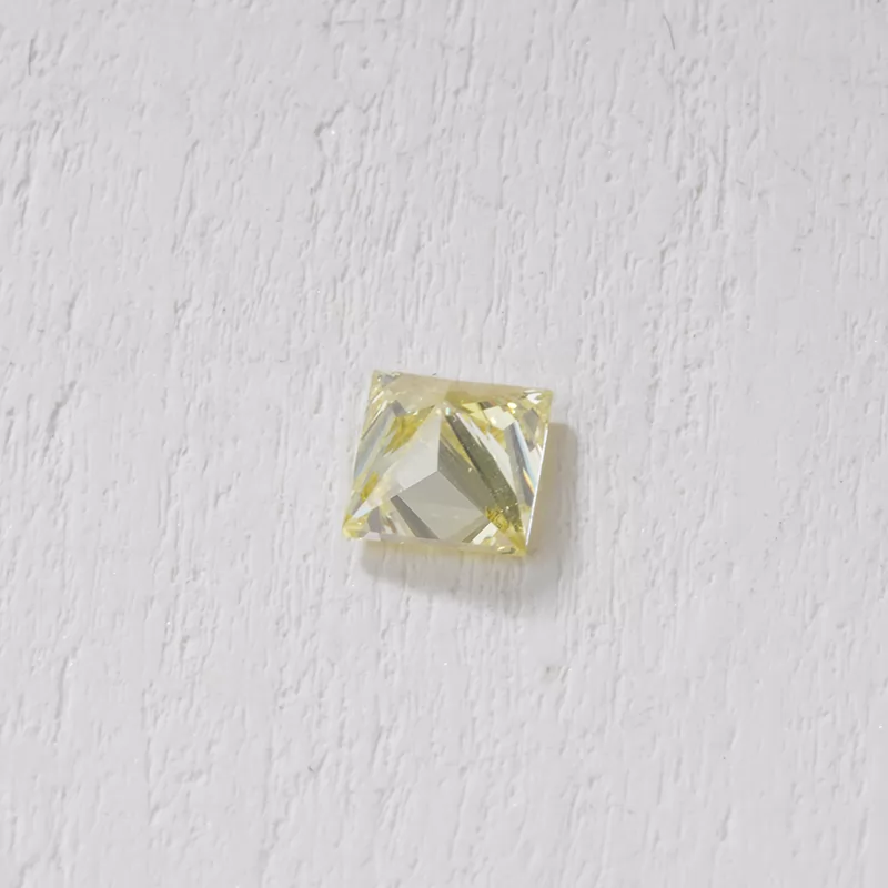 Yellow Color 0.64ct Princess Cut HPHT Lab Grown Diamond