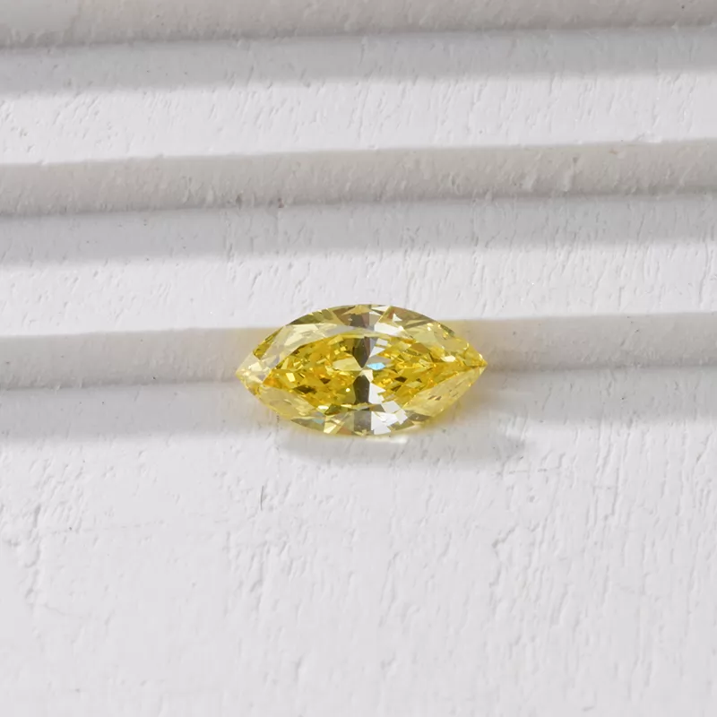 Yellow Color Marquise Cut HPHT Lab Grown Diamond
