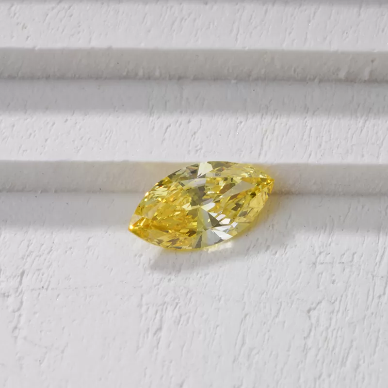 Yellow Color Marquise Cut HPHT Lab Grown Diamond