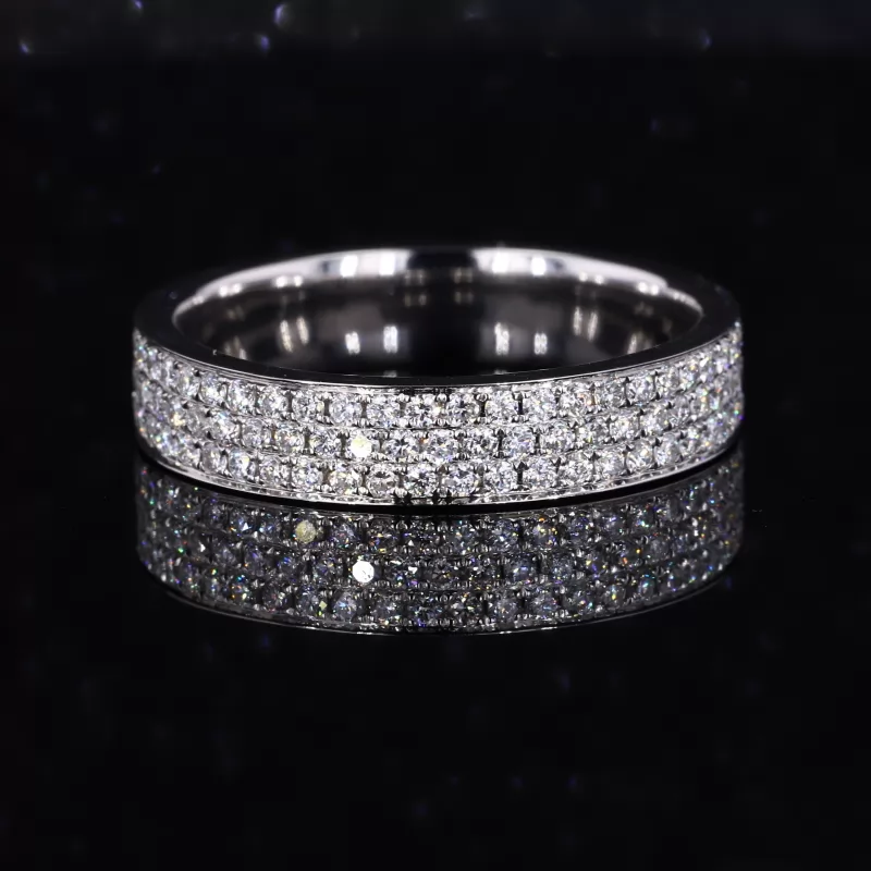 1.3mm Round Brilliant Cut Moissanite 9K White Gold Diamond Eternity Ring