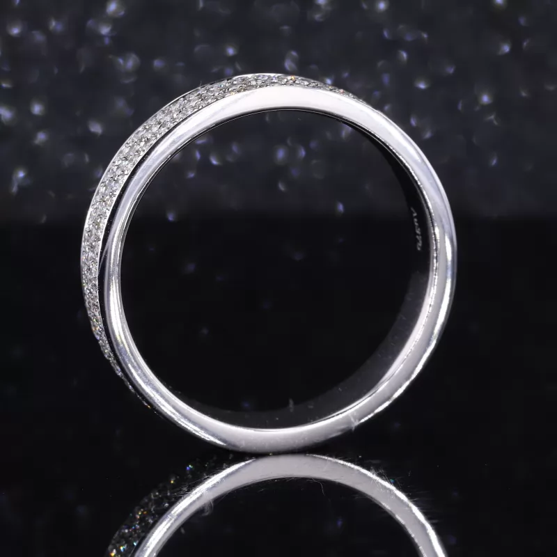 1.3mm Round Brilliant Cut Moissanite 9K White Gold Diamond Eternity Ring