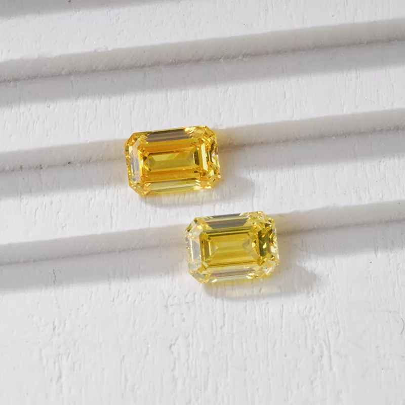 Octagon Emerald Cut Yellow Color HPHT Lab Grown Diamond