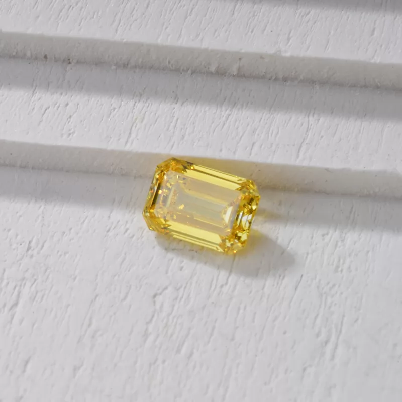 Octagon Emerald Cut Yellow Color HPHT Lab Grown Diamond