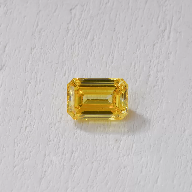 Yellow Color Octagon Emerald Cut HPHT Lab Grown Diamond