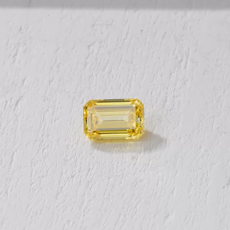 Yellow Color Octagon Emerald Cut HPHT Lab Grown Diamond