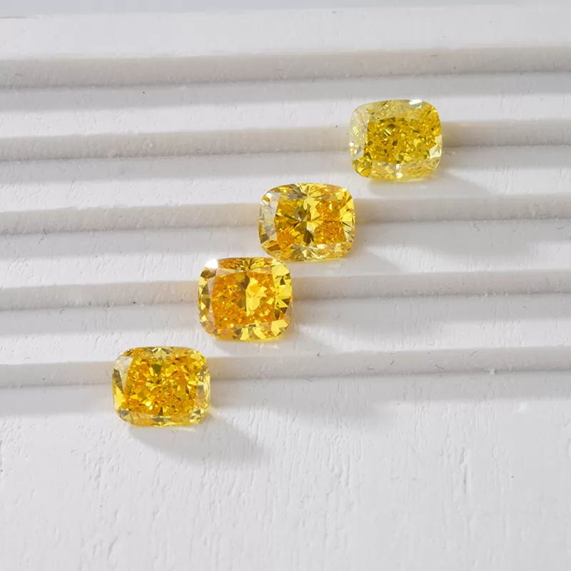 0.5ct 0.6ct 1ct 1.5ct 2ct Yellow Color Cushion Cut HPHT Lab Grown Diamond