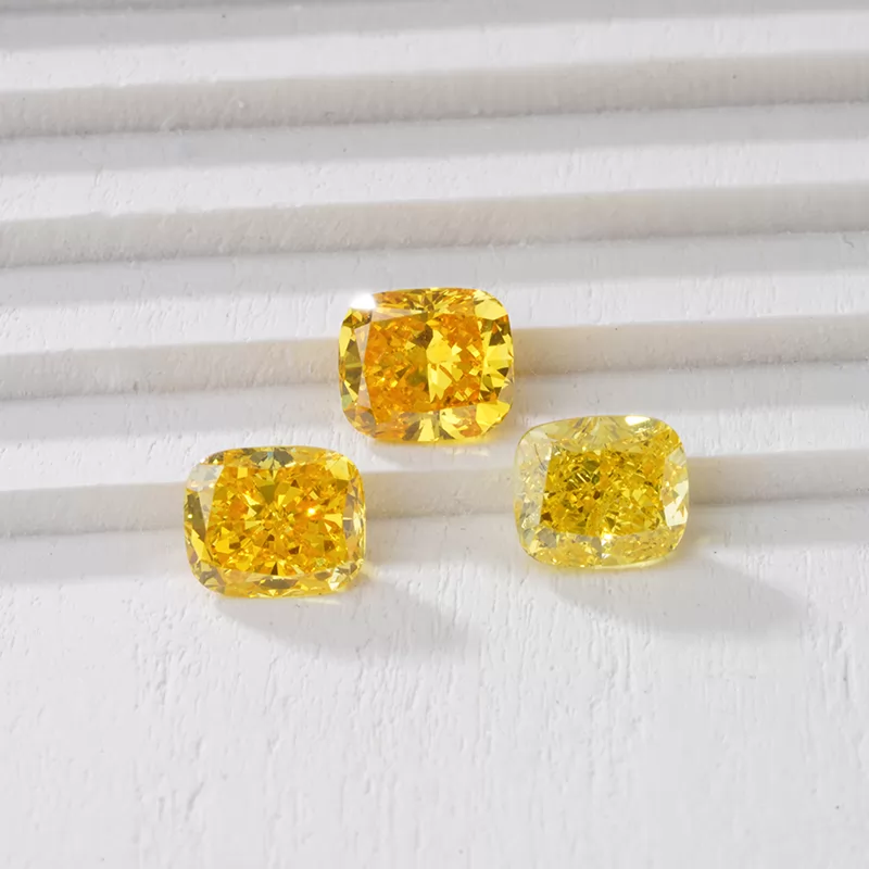 0.5ct 0.6ct 1ct 1.5ct 2ct Yellow Color Cushion Cut HPHT Lab Grown Diamond