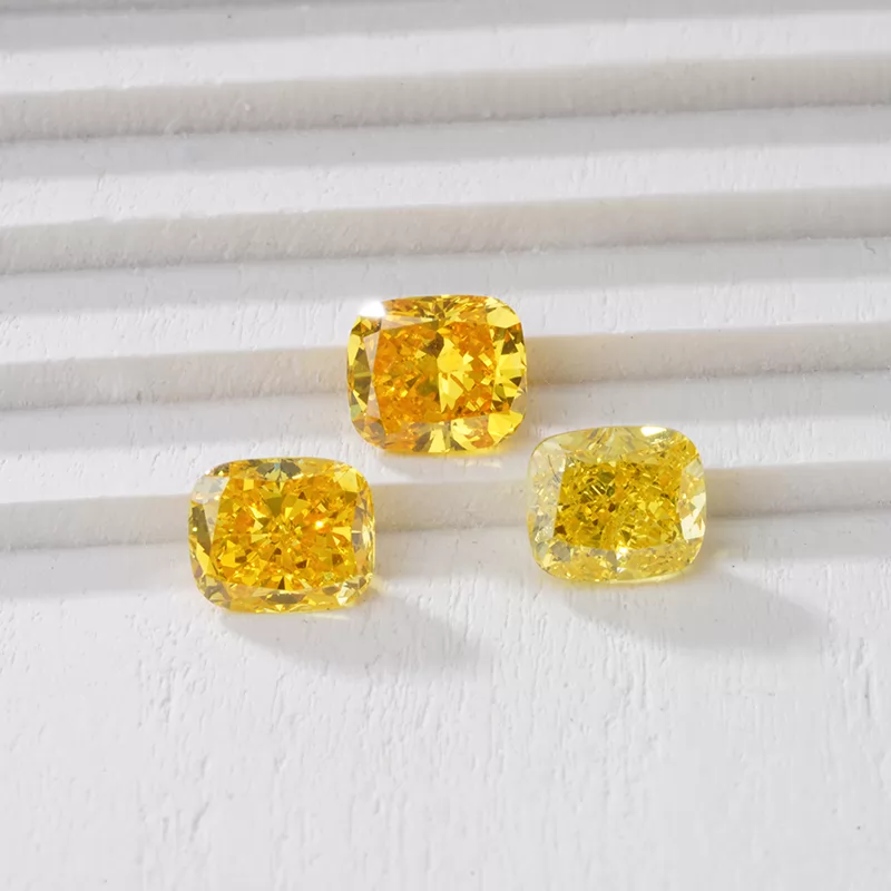 0.5ct 1.0ct 1.5ct 2.0ct Yellow Color Cushion Cut HPHT Lab Grown Diamond