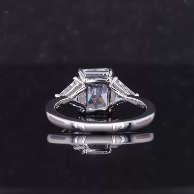 6×8mm Radiant Cut Moissanite S925 Sterling Silver Three Stone Engagement Ring