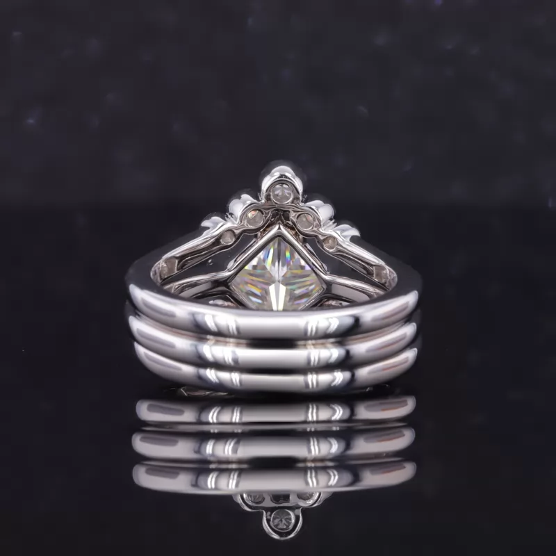 6.5×6.5mm Princess Cut Moissanite S925 Sterling Silver Stackable Rings