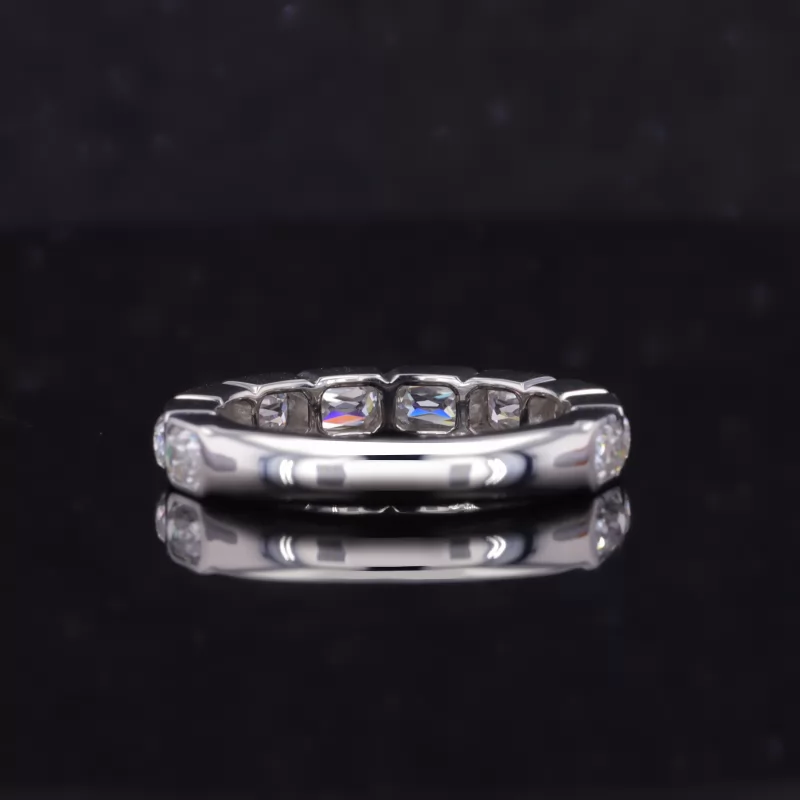 2.5×3.5mm Radiant Cut Moissanite Bezel Set PT950 Ten Stone Diamond Ring