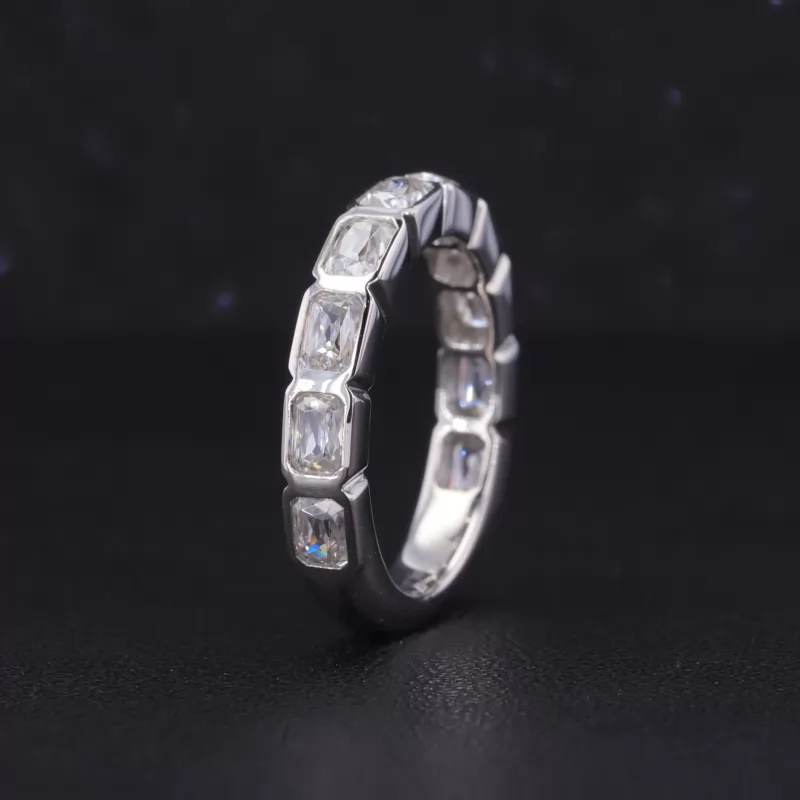 2.5×3.5mm Radiant Cut Moissanite Bezel Set PT950 Ten Stone Diamond Ring