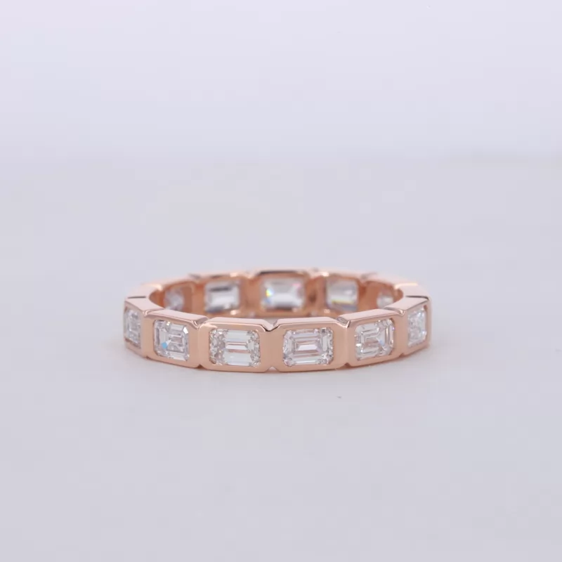 2.5×3.5mm Octagon Emerald Cut Lab Grown Diamond Bezel Set 14K Rose Gold Diamond Eternity Ring