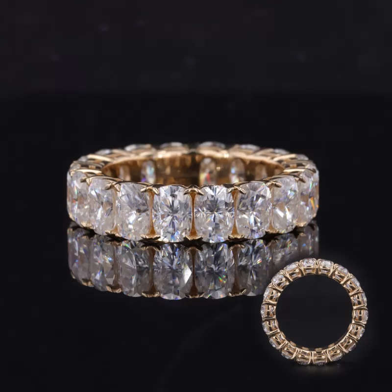 3.5×5mm Cushion Cut Moissanite 14K Yellow Gold Diamond Eternity Ring