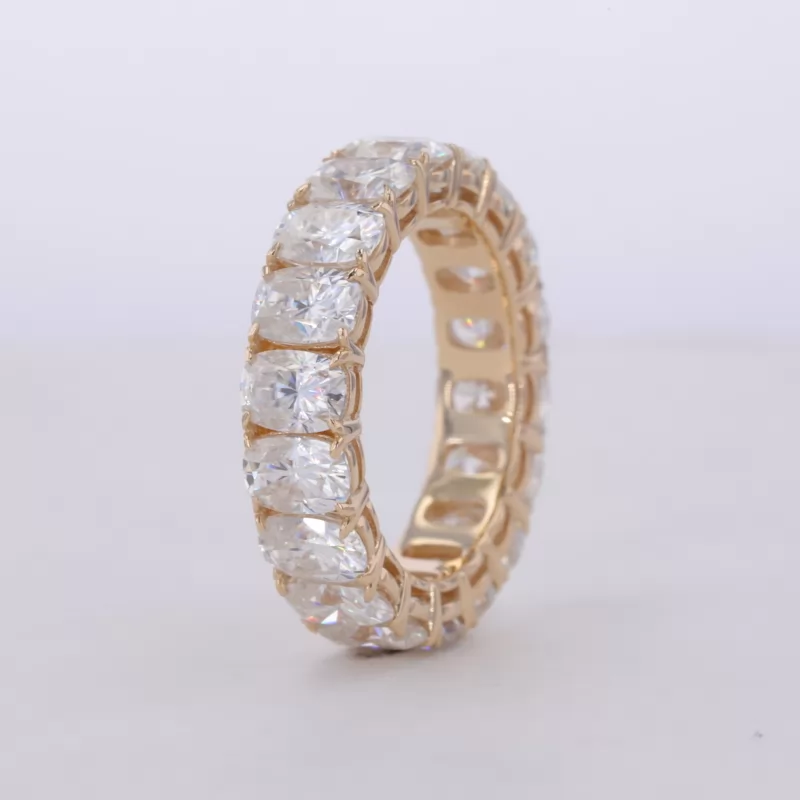 3.5×5mm Cushion Cut Moissanite 14K Yellow Gold Diamond Eternity Ring