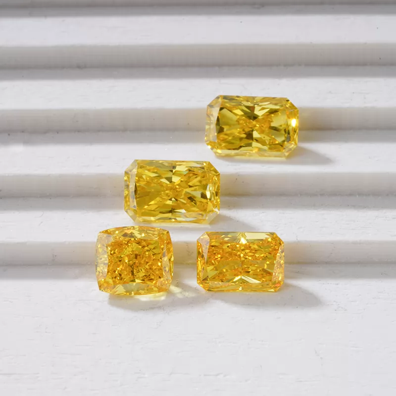 Yellow Color 0.5ct to 0.7ct Radiant Cut HPHT Lab Grown Diamond