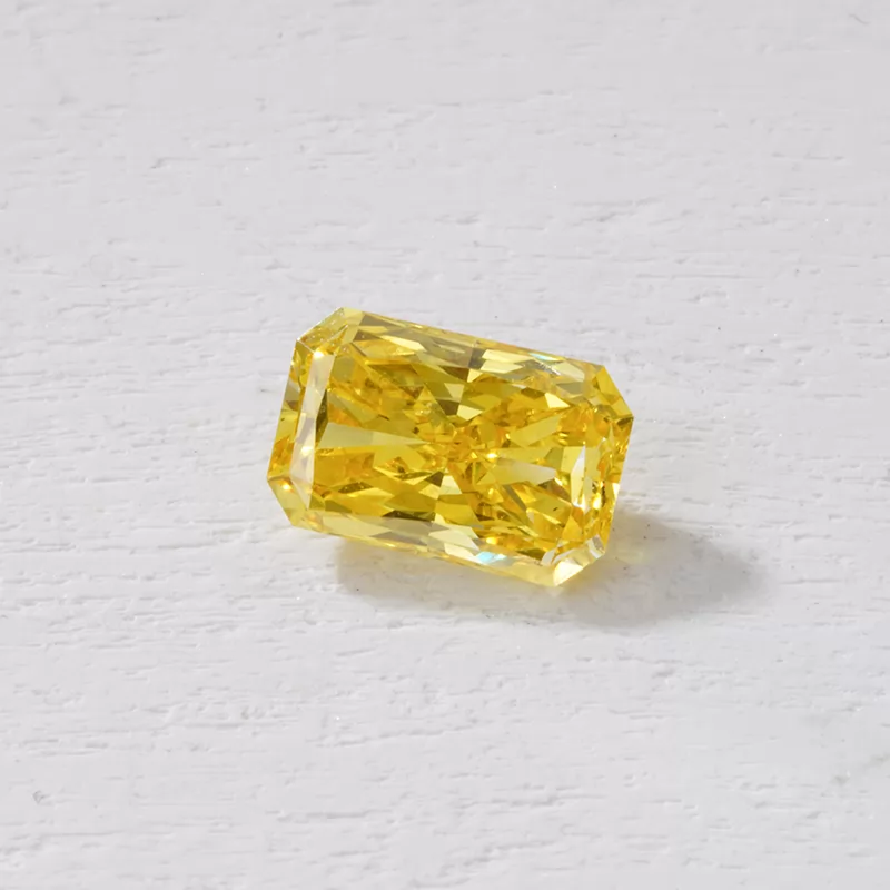 Yellow Color 0.5ct to 0.7ct Radiant Cut HPHT Lab Grown Diamond