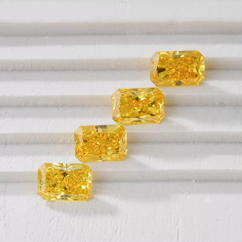 Yellow Color 0.7ct to 1.0ct Radiant Cut HPHT Lab Grown Diamond