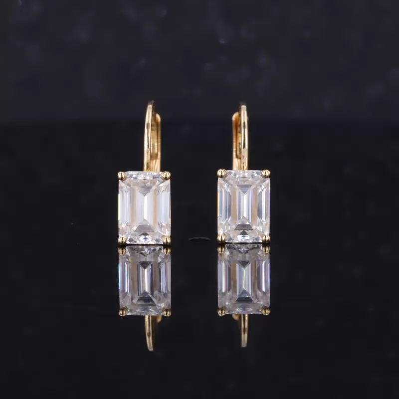 5×7mm Octagon Emerald Cut Lab Gemstones Diamond Earrings