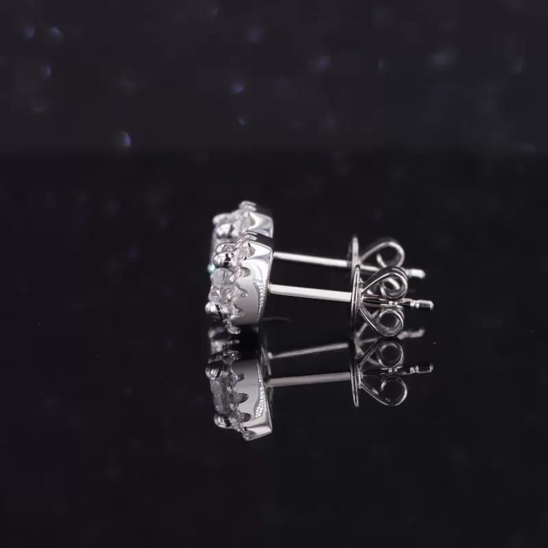 4.65mm Round Brilliant Cut Lab Grown Diamond Halo Set PT950 Diamond Stud Earrings