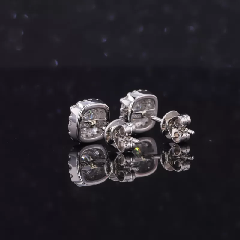 4.65mm Round Brilliant Cut Lab Grown Diamond Halo Set PT950 Diamond Stud Earrings