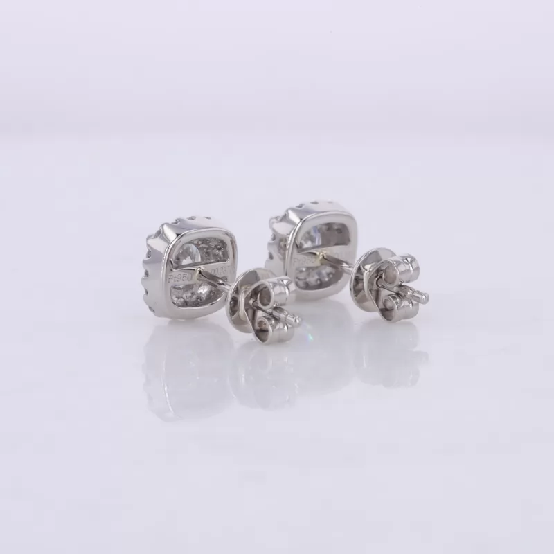 4.65mm Round Brilliant Cut Lab Grown Diamond Halo Set PT950 Diamond Stud Earrings