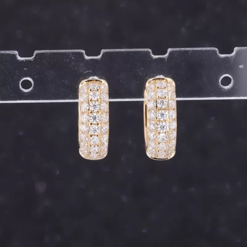 1.5mm Round Brilliant Cut Moissanite 10K Gold Diamond Earrings
